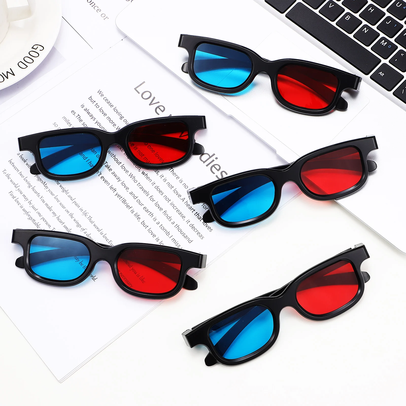 

10 pcs 3D Glasses Red Blue Lenses for Movie Theater Home Computer Projector Plastic Frame Lightweight Comfortable