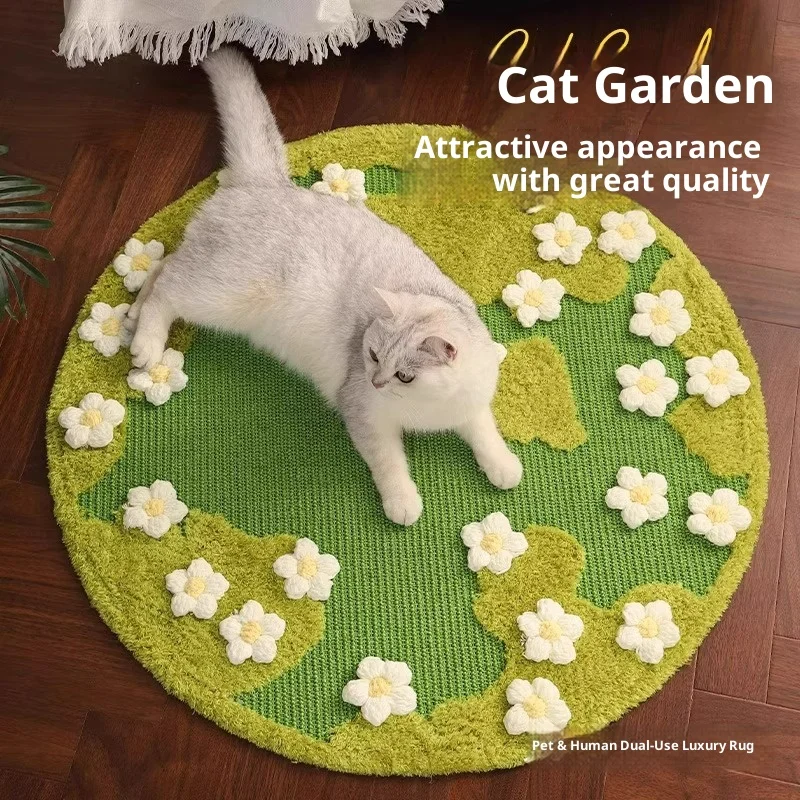 

Когтеточка для кошек Цветочная буш Сизалевый ковер Общий коврик для лежания для людей и домашних животных Кошачье гнездо Коврик для домашних животных