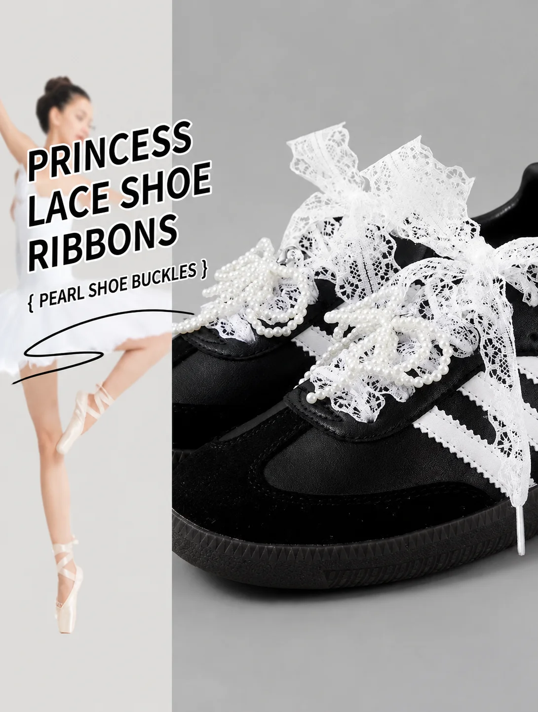 White 2.8cm Wide Cute Ballet Shoelace for Sneakers Sports Shoes DIY 140cm Long Decorative Laces
