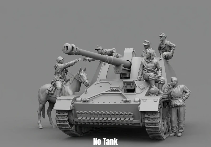 Modellbausatz aus Druckgussharz im Maßstab 1:35, Panzerbesatzungen und Kavallerie, 6 Figuren mit Pferd, muss selbst zusammengebaut und bemalt werden