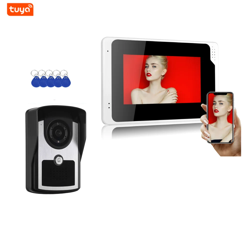Tuya HD Wifi نظام اتصال داخلي ذكي عبر الفيديو OSD MENU تصميم تسجيل فيديو جرس الباب البيني باب المنزل الهاتف أطقم الاتصال الداخلي