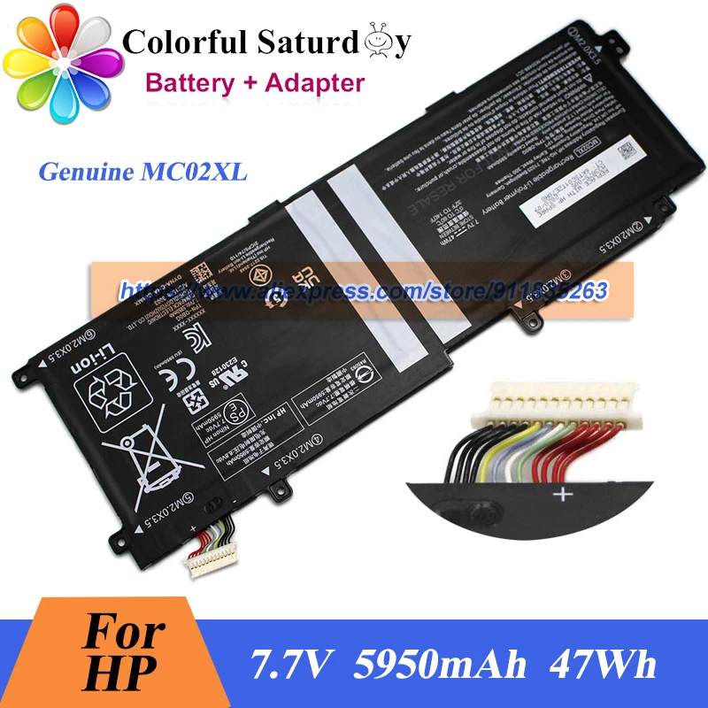 Genuine MC02XL MR02XL Battery HSTNN-DB9E M33875-005 TPN-DB0G for Hp Elite X2 G8 G4 Tablet 7.7V 5950mAh 47Wh
