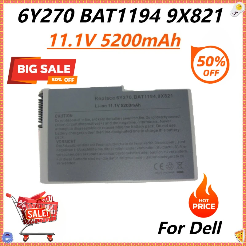 

New Laptop Battery for Dell Latitude D500 D505 D510 D520 D610 D600 6Y270 BAT1194 9X821 C1295 G2053A01 J2178 U1544 W1605 YD165