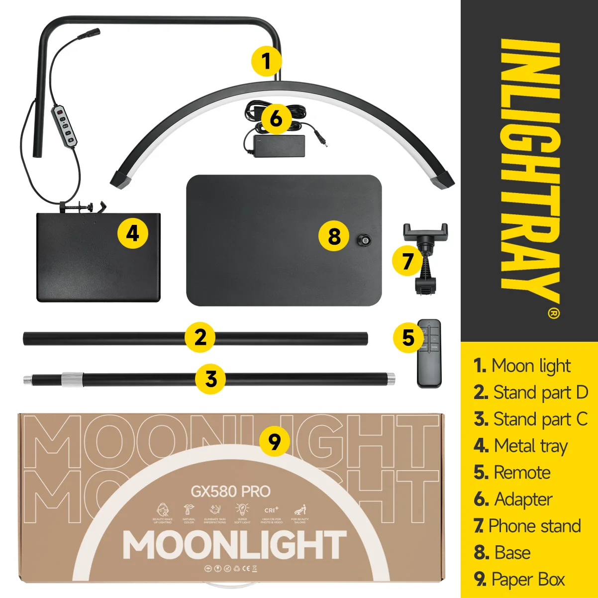 Customizable LOGO 2024 LED Half-Moon Floor Lamp U-Joint Adjustable Salon Eyelash Extension Nail Care Makeup Artist Illumination