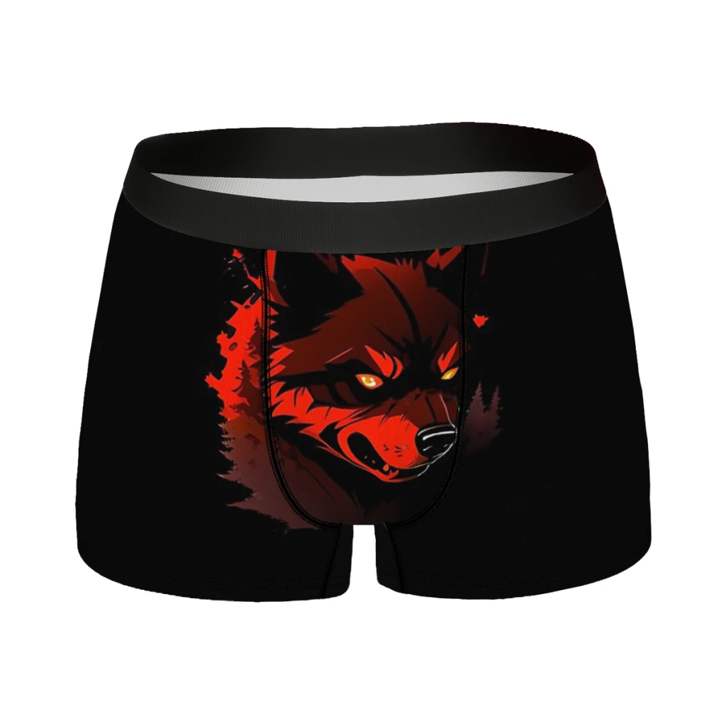 Forest Animal Angry Red Wolf in Pine Forest Underpants Cotton Panties Men's Underwear Comfortable Shorts Boxer Briefs