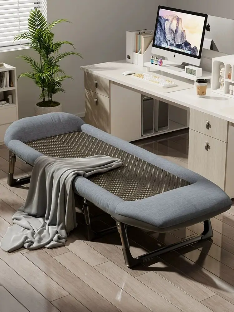 Single Folding Bed For Office Nap Foldable Camping Cot 2 In 1 Folding Lounge Chair Easy Portable
