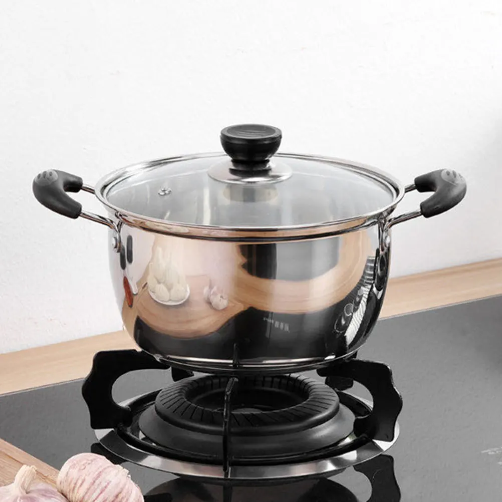 

Double Handle Stainless Steel Milk Pot Soup Pot Metal Sauce Pan Cooking Pan Heat Absorption Lid Dishwasher Safe