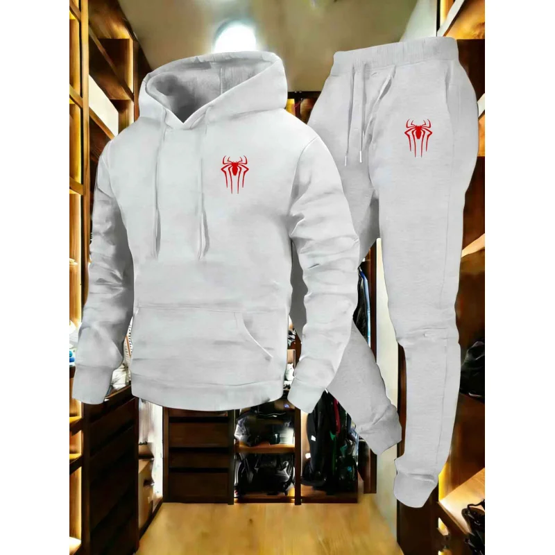 

Модный мужской комплект спортивной одежды 202, весна и осень, новый уличный мужской повседневный пуловер + брюки для бега, комплект из двух предметов