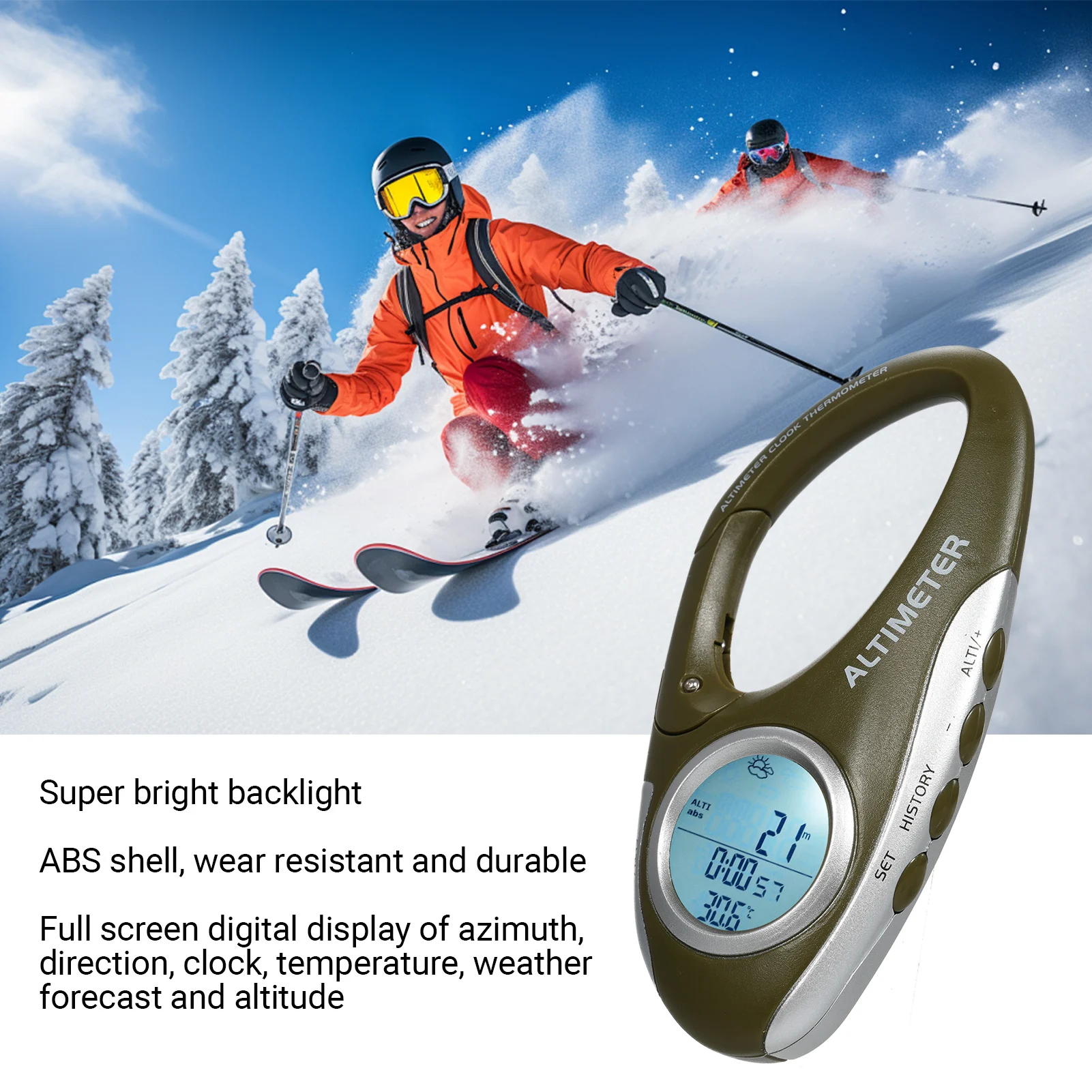 Multifunctional Barometer Altimeter Thermometer Digital Altitude Monitor Weather Forecast Pedometer for Climbing Camping Sports