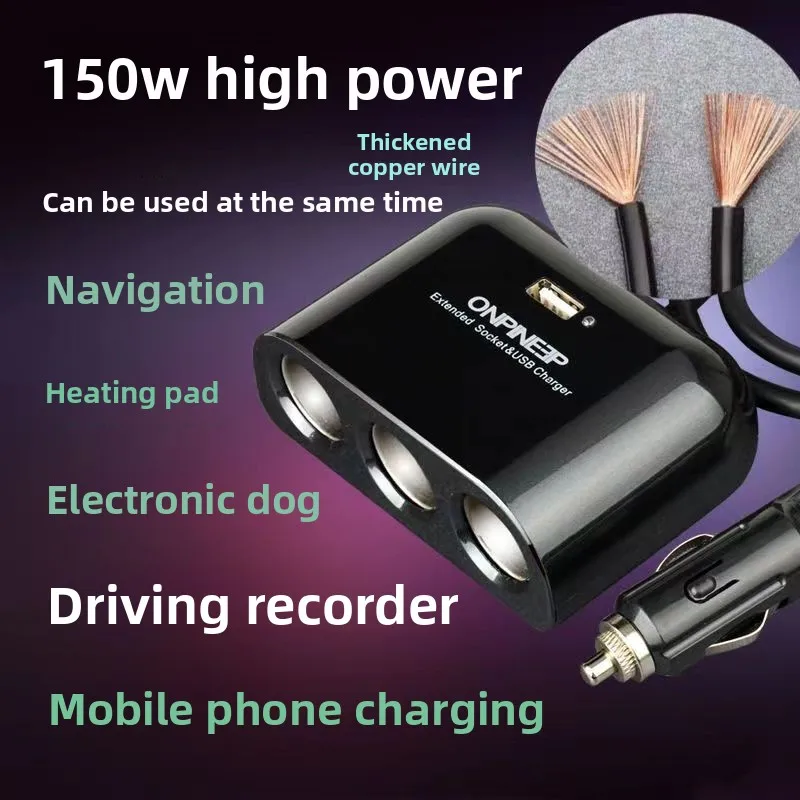 

3 in 1 Car Cigarette Lighter USB Charger Adapter for iPhone Android Phone Fast Charging