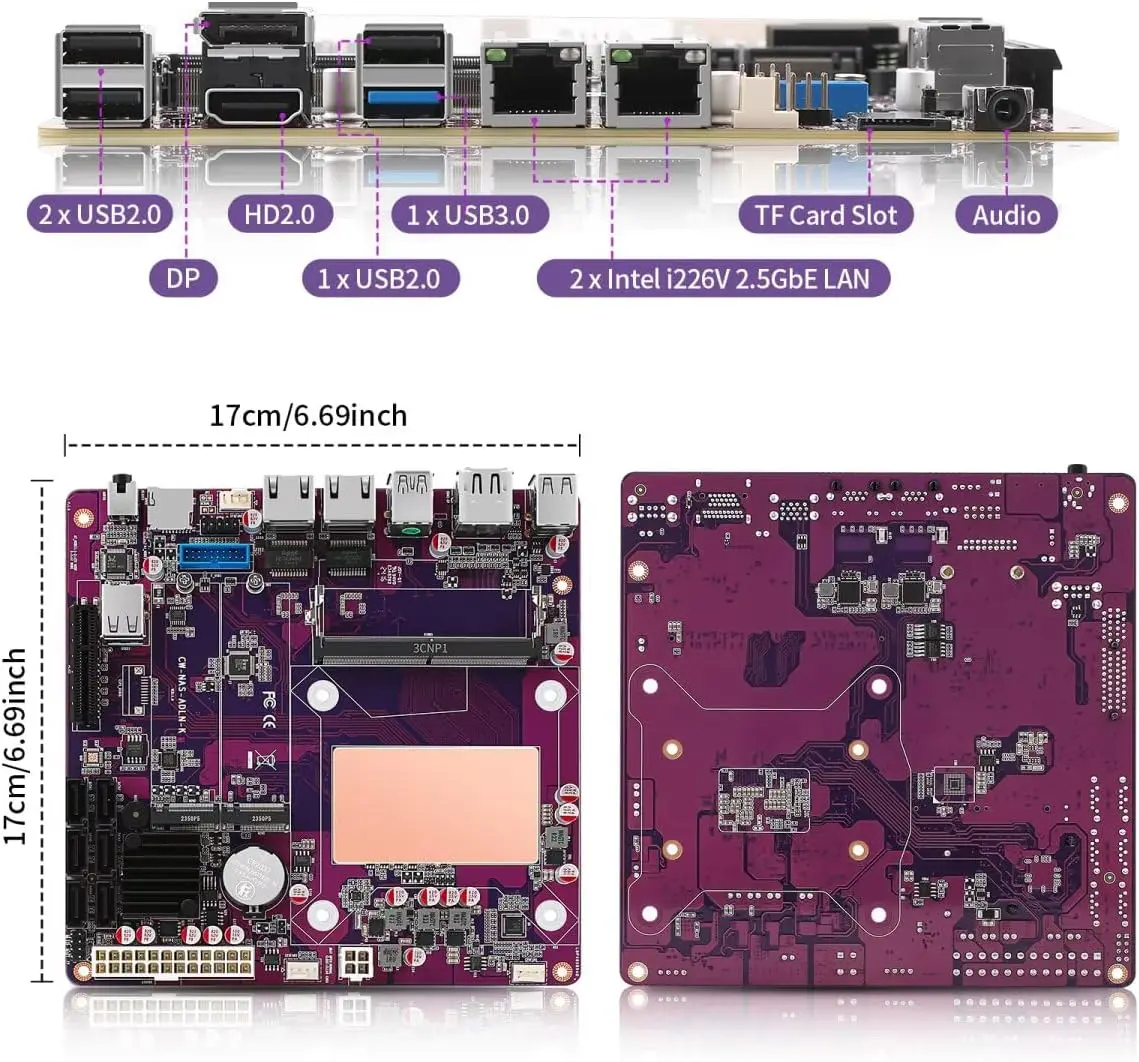 MNBOXCONET N100/N150/N305/N355 NAS لوحات أم للكمبيوتر DDR5 لوحة رئيسية صغيرة ITX منخفضة الطاقة مع لوحة كمبيوتر 6 × SATA3.0 2xNVMe