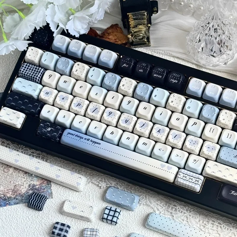 Blue Cute Keycap Set 150Key PBT Soa Profile Keycaps Personalized Keycaps for Mechanical Keyboard Gamer Office Gift Cutsom KeyCap