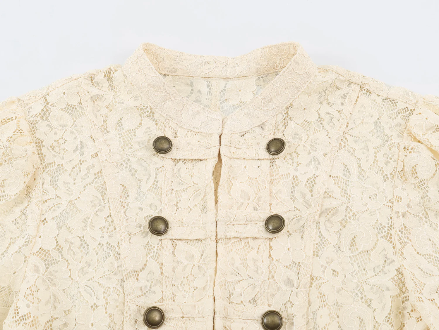 Damenmode Spitzenjacken Freizeit Langarm Stehkragen Doppelreihige Mäntel Elegante Schicke Herbst-Urlaubs-Oberbekleidung – Detail 12