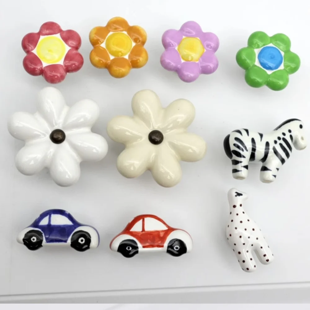 Cute Cartoon Handmade Fruit Animal Ceramic Drawer Shoe Cabinet Dresser Bad Cabinet Wardrobe Door Knob Kids Room Furniture Handle