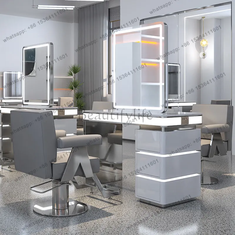 New barber shop stainless steel hair perm and dyeing mirror table hair salon special table hair salon mirror