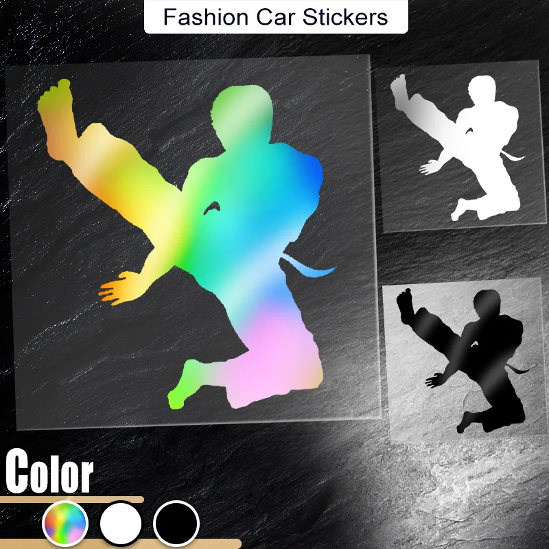 1pc Martial Arts Silhouette Reflective Vinyl Decal Durable Sunproof Car Motorcycle Laptop Stickerv