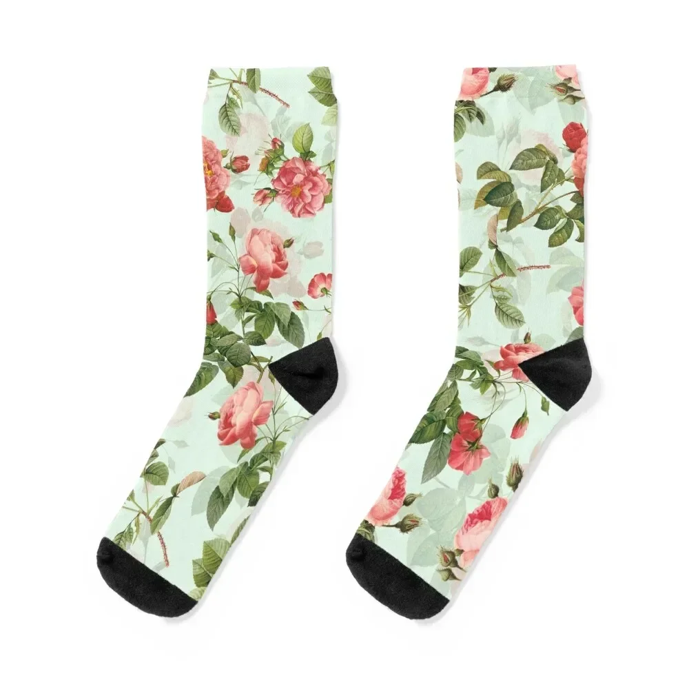 Pierre Joseph Redouté - Most beautiful english roses - mint green Socks fashionable soccer anti-slip kids Socks Ladies Men's