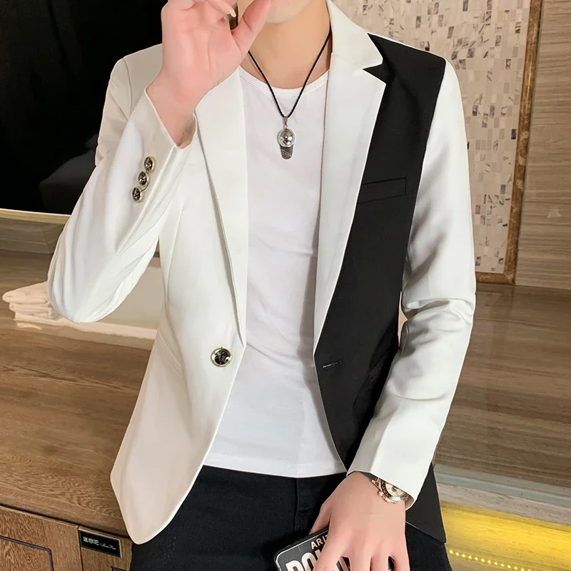 Mężczyźni Marynarka Slim Fit 2024 Jesień Nowy Gorący Garnitur Dorywczo Streetwear Marynarka Masculino Moda Formalna Marynarka Hombre Odzież Męska