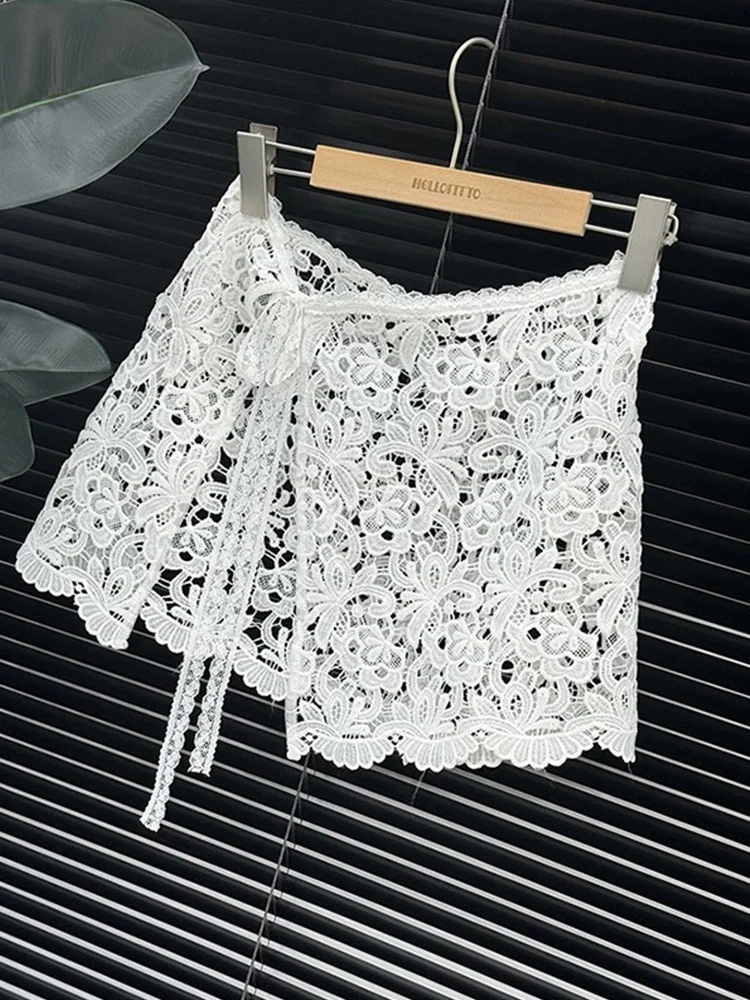 Lace Apron Style Women's  Skirt Layered Wear Base Short Skirt Half Body Skirt Korean Version Commute mid Waist Design