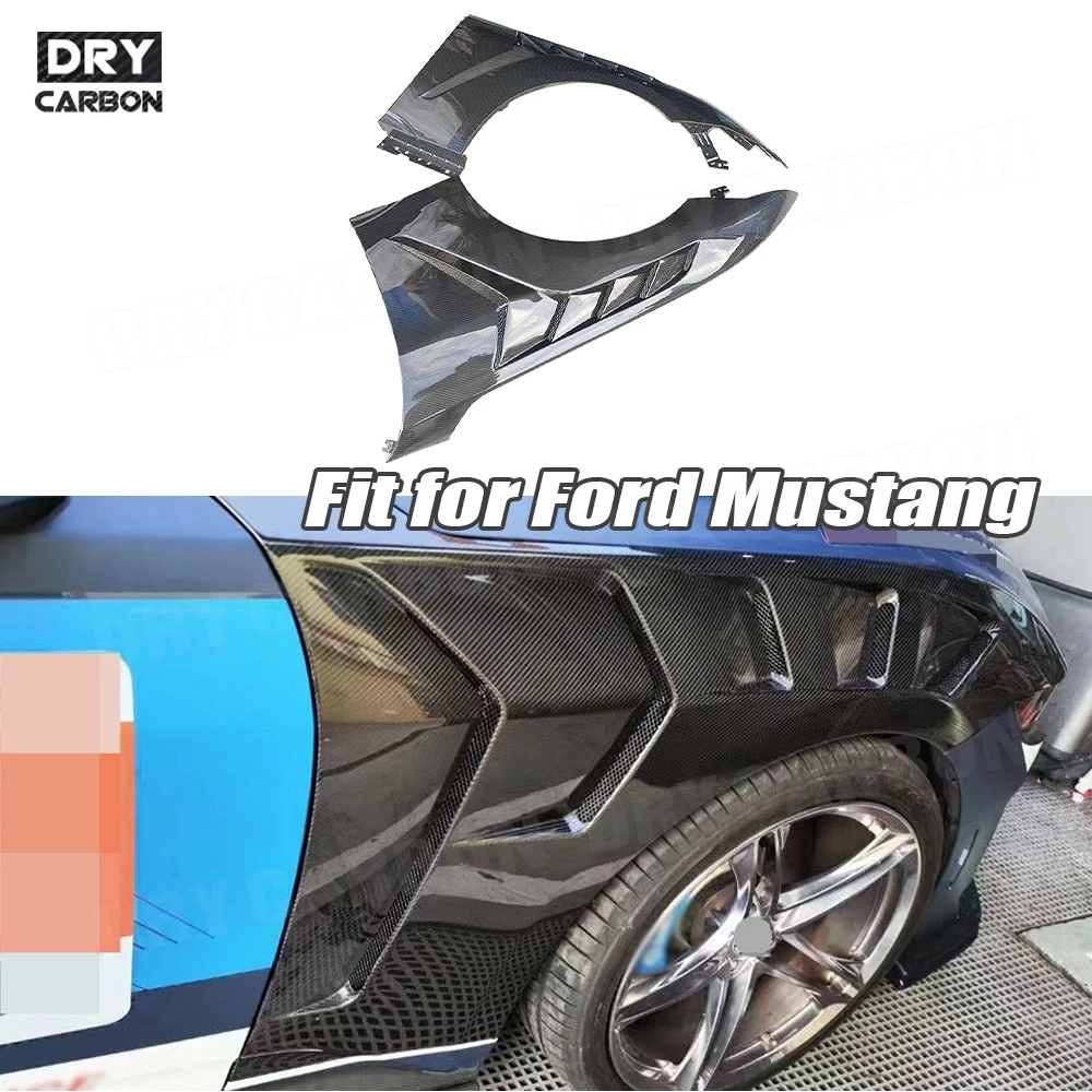 

Dry Carbon Fiber Front Side Fender Vent Panel Cover For Ford Mustang 2024+ Auto Tuning Car Fenders Protecter