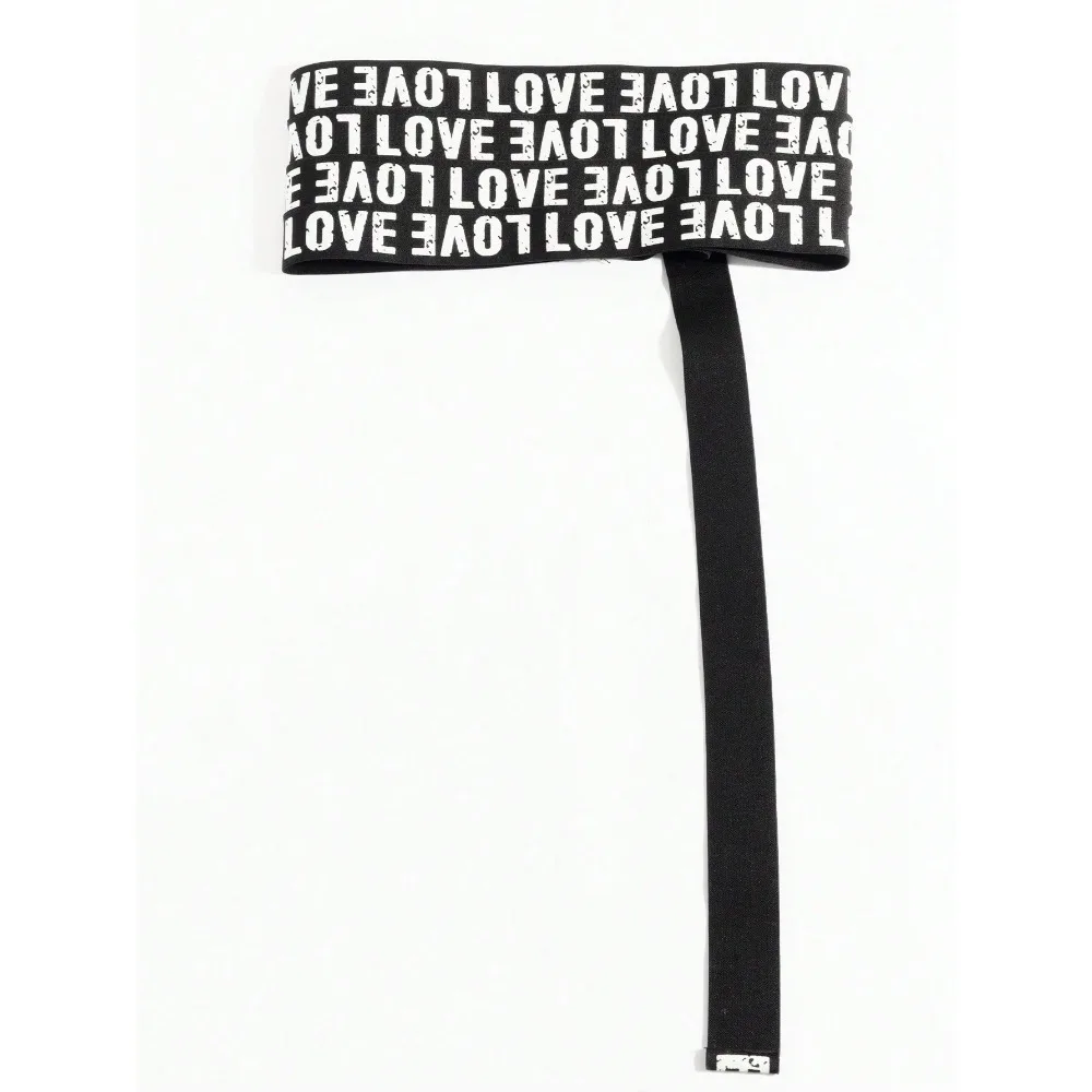 女性のシックなファッションレタープリントクロップドベルトユニークな衣装ペア