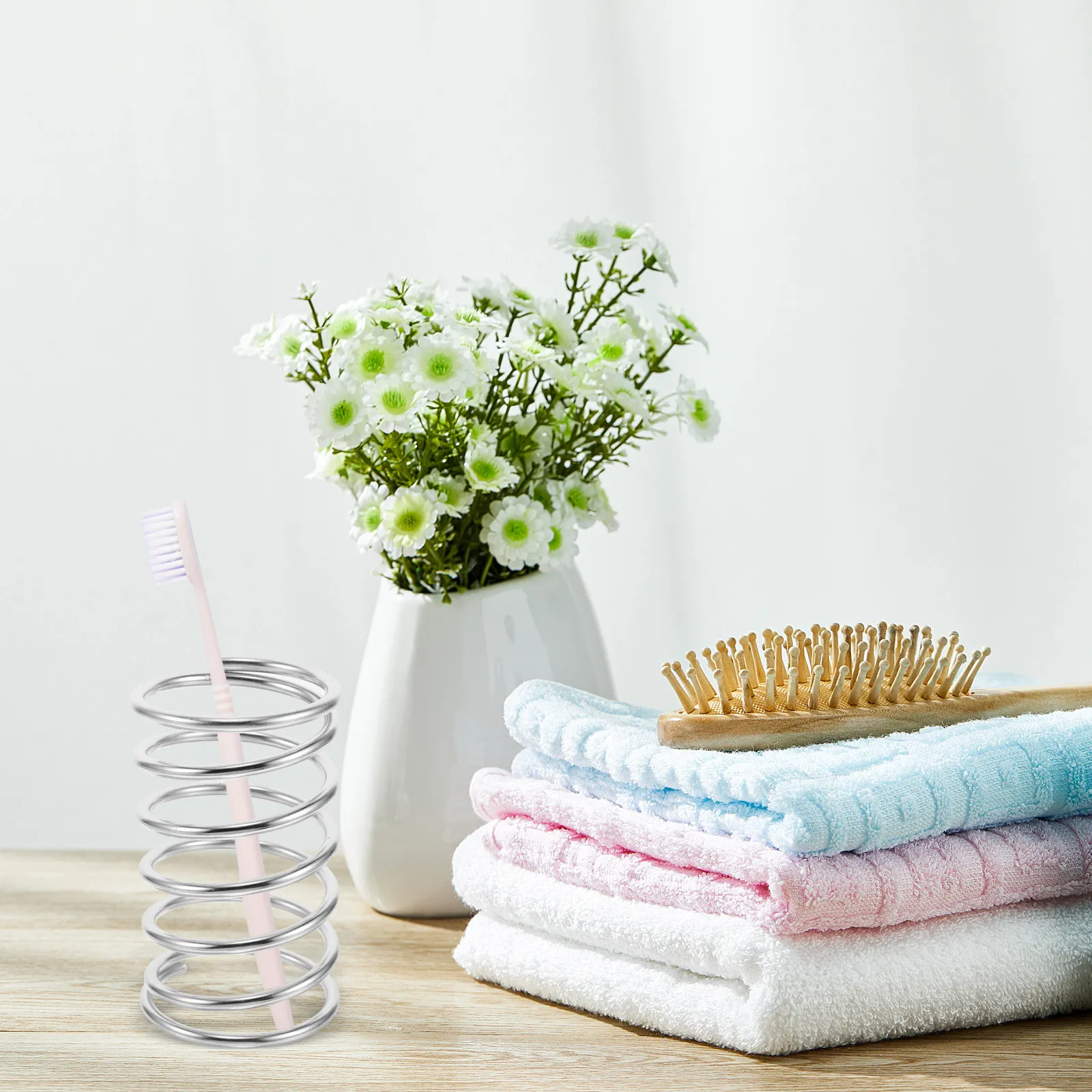 

Держатель для зубных щеток и пасты, подставка для ванной комнаты, органайзер из нержавеющей стали на столешницу с пружинным механизмом