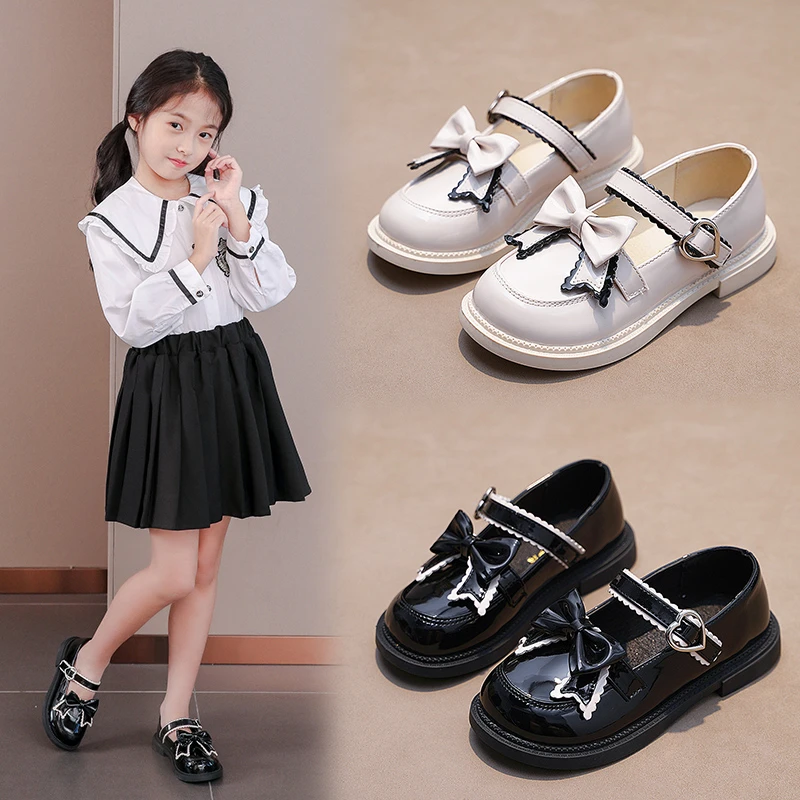 *Spring and Autumn Fashion Princess Comfortable Bow Casual Shoes Hot Selling Elegant Thick Bottom Children's Soft Flat Shoes