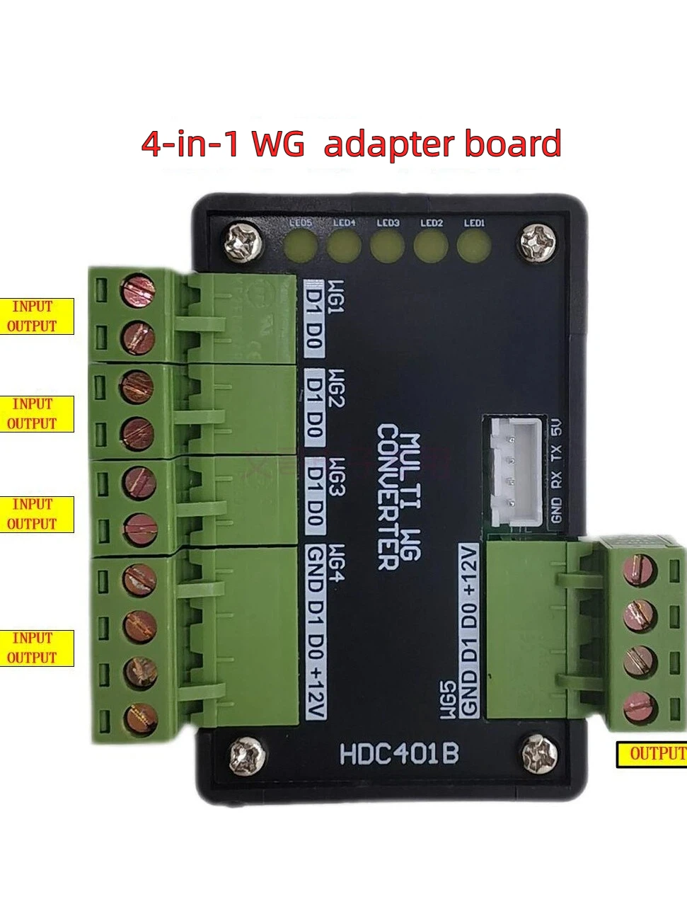 4-ウェイ-wiegand-コンバータ、wg4-in-1-モジュール、wiegand-4-ウェイ-マージ-モジュール、wiegand-4-in-1