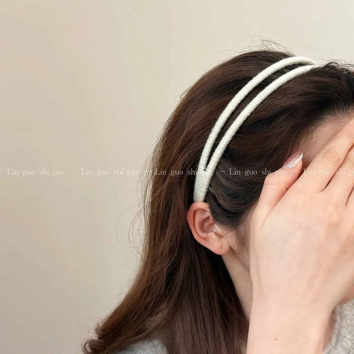 

Hot Selling Double Strand Knit Headband Korean Chic Thin Edge Hair Hoop for Women Face Washing Daily Outing Minimalist
