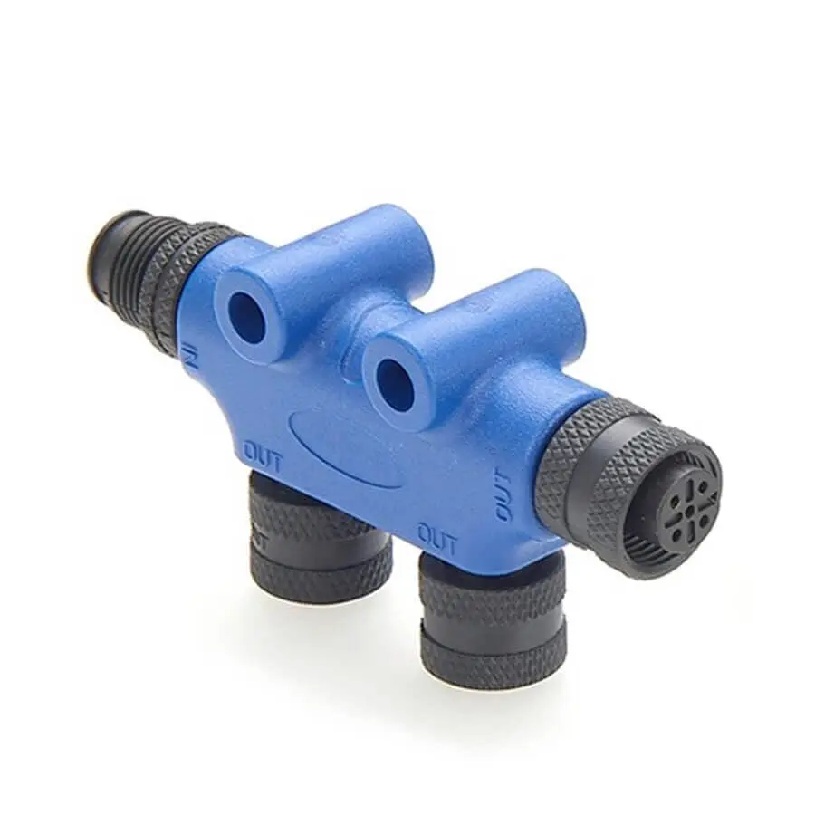 NMEA 2000 Compatible Micro Multi Port T Connector 2 Port M12 5 Pin 3 Female to 5 Pin Male 