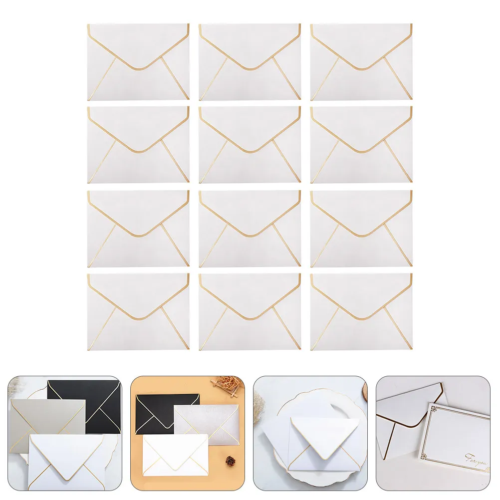 

50Pcs Blessing Greeting Cards Beautiful White Invitation Envelopes Set for Wedding Party Letter Paper Invitations