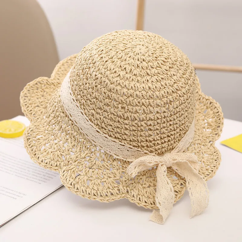 

Baby Girl Straw Hat 3-6 Years Girls Summer Beach Hats with Bowknot Sun Protection Hats for Kids