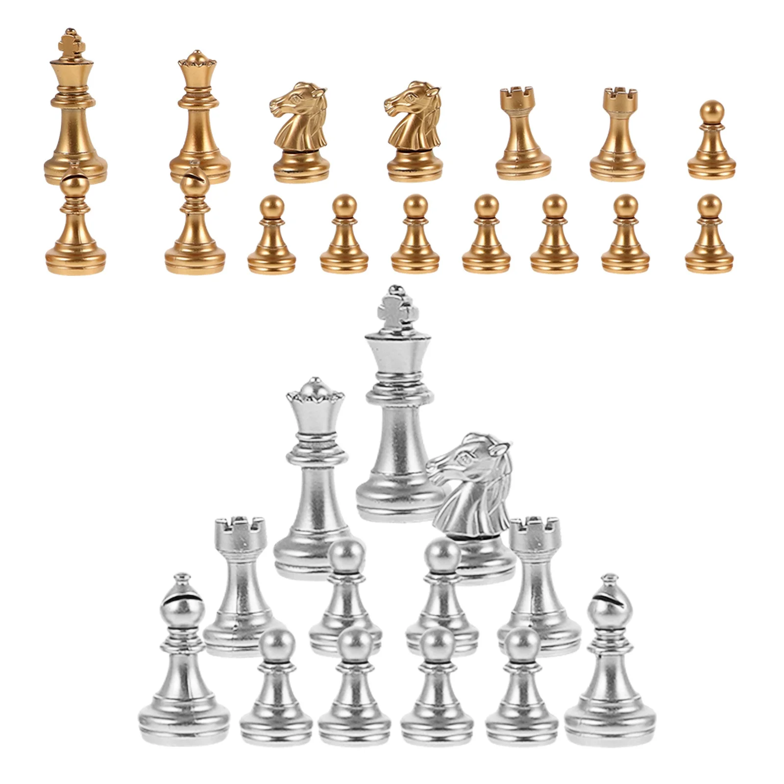 

1 set 1 Set Plastic Chess Pieces Electroplated Gold Finish Lightweight Replacement For Board Game Travel Family Party Game Chess