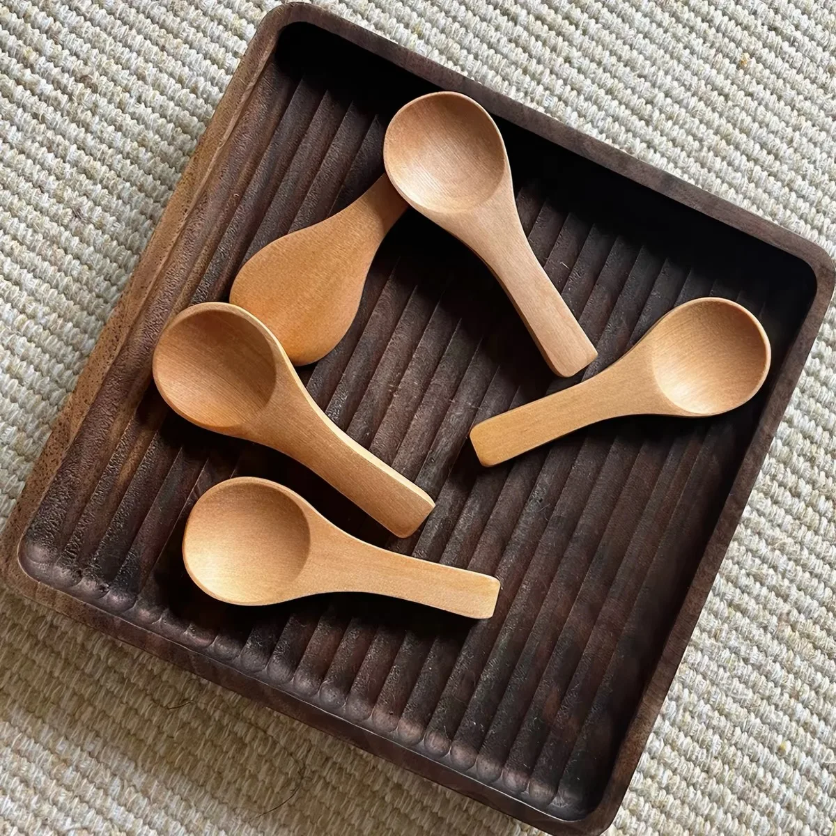Vintage salt spoon, kitchen seasoning spoon, coffee powder spoon, household mini wooden spoon, children's small spoon, rice spoon 20pcs