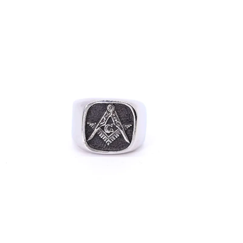 Vintage 316L Stainless Steel Freemason Ring Square G Master Mason Signet Men's Biker Men Ring Fashion Punk Jewelry