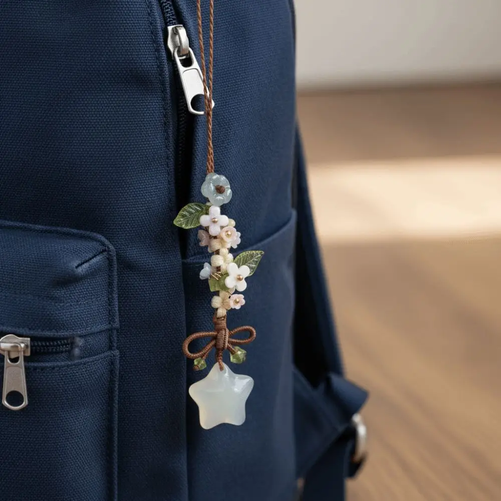 

Ice Transparent Star Flower Pendant Sweet and Cute Bag Decoration Mobile Bag Pendant Beaded Chinese Style Mobile Phone Strap