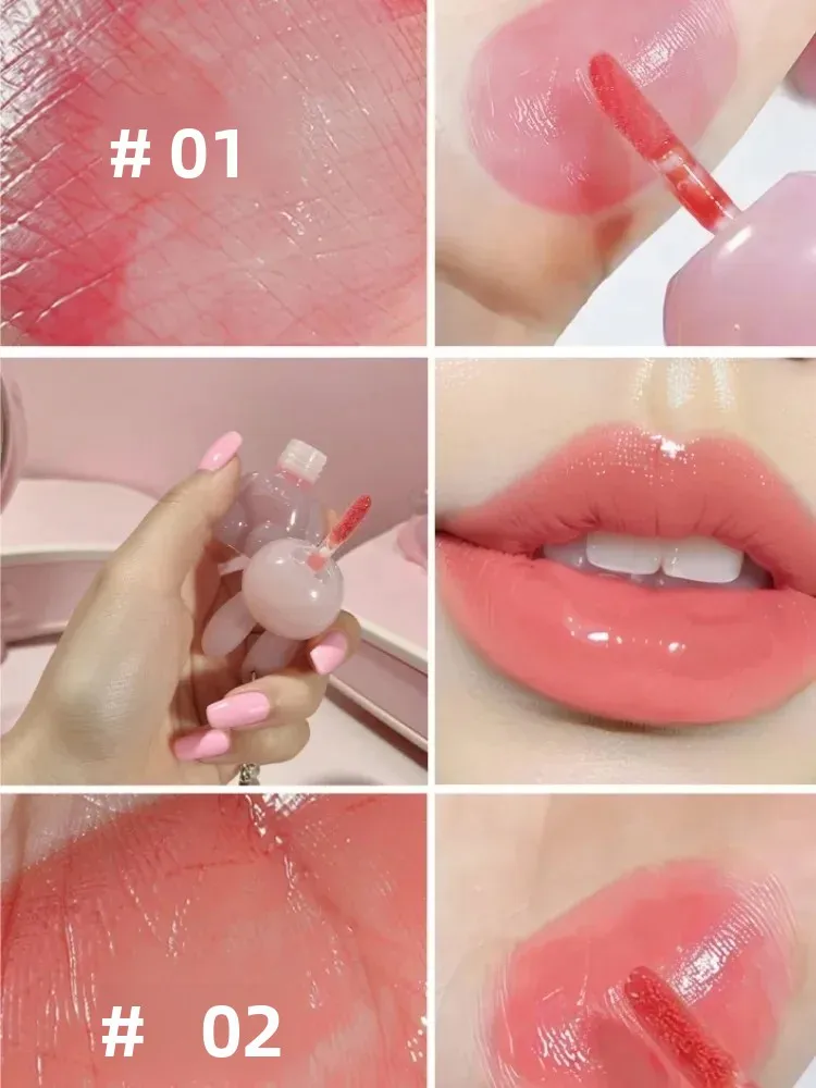 Błyszczyk do ust nawilżający, długotrwały, z zawieszką na rękę, wodoodporny, nieprzywierający do kubka, odporny na blaknięcie, uroczy, efekt wodny.