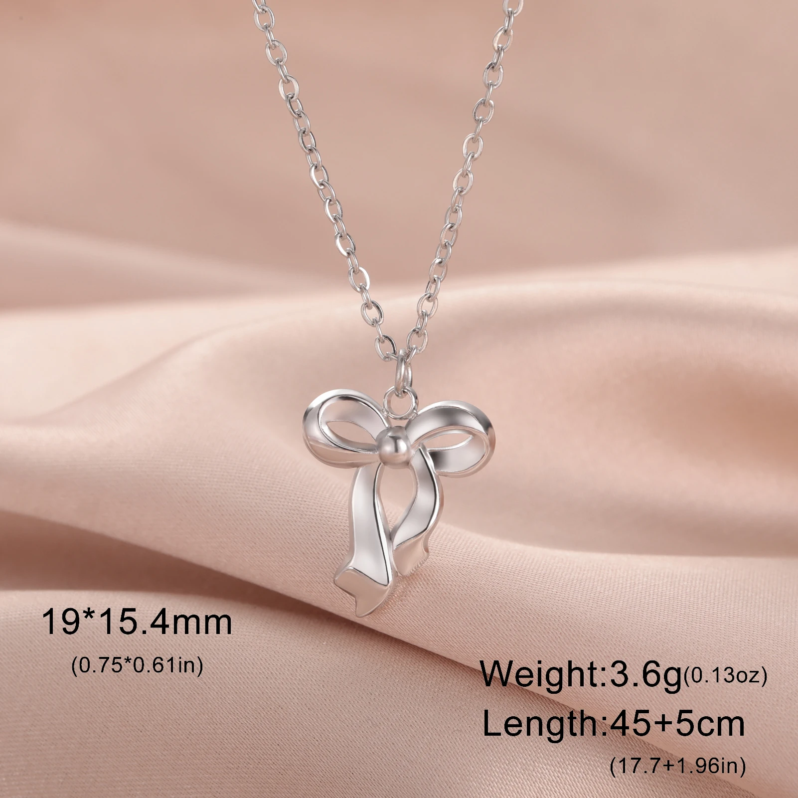 Unift Romantic Bowknot Necklace for Women Stainless Steel Pendant