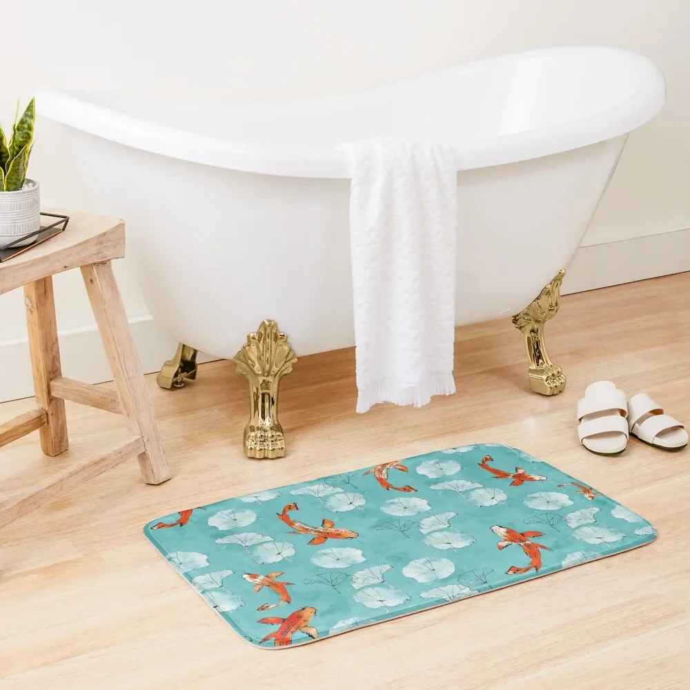 

Waterlily koi in turquoise Bath Mat Rooms Anti-Slip Carpet Sleeping Room Rugs Mat