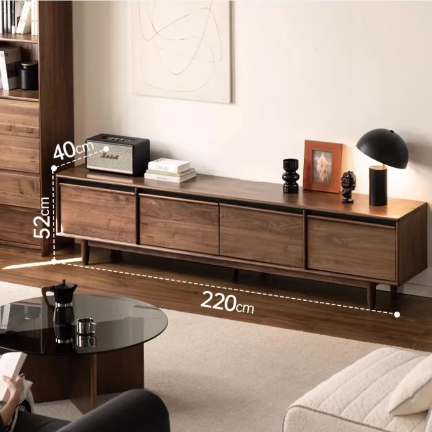 

Customizable Nordic Simple TV Cabinet Bone Line Black Walnut Storage Storage Home TV