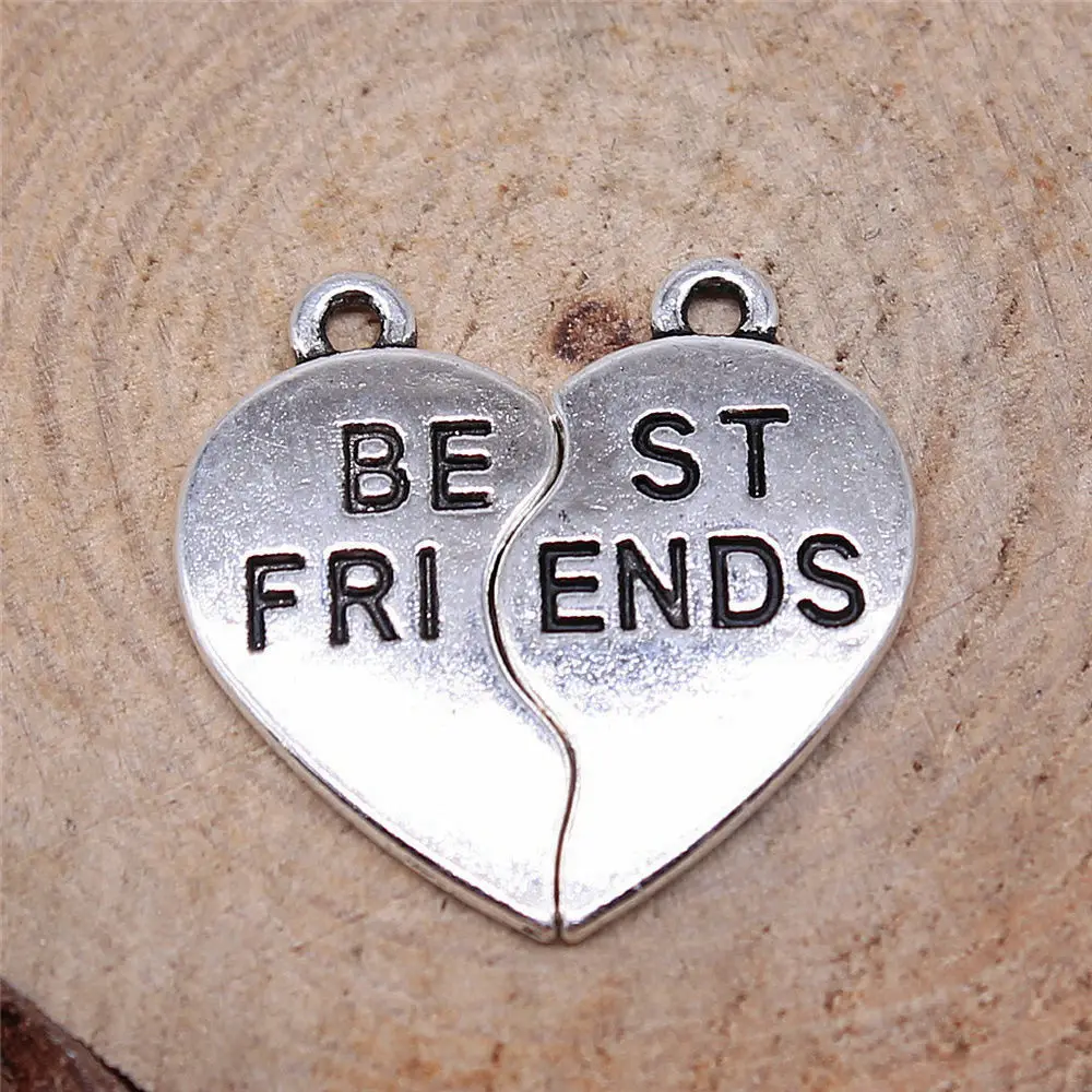 Car Pendant Best Friends Heart Puzzle Pieces Charms Jewelry Materials 23x22mm 10pcs