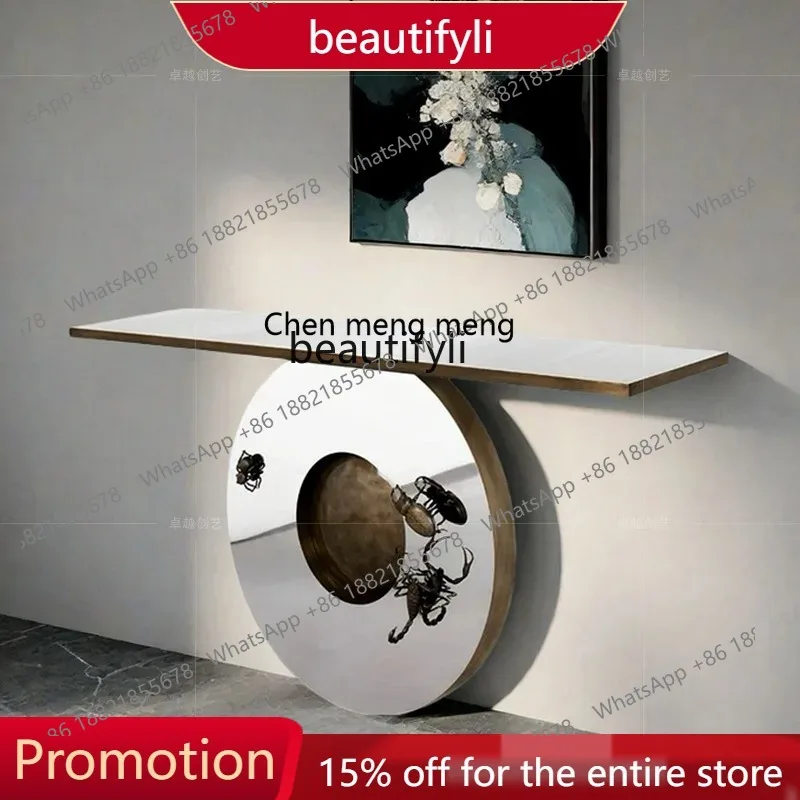 X  New Light luxury entrance table, end view table opposite the door, stainless steel entrance table against the wall 4109