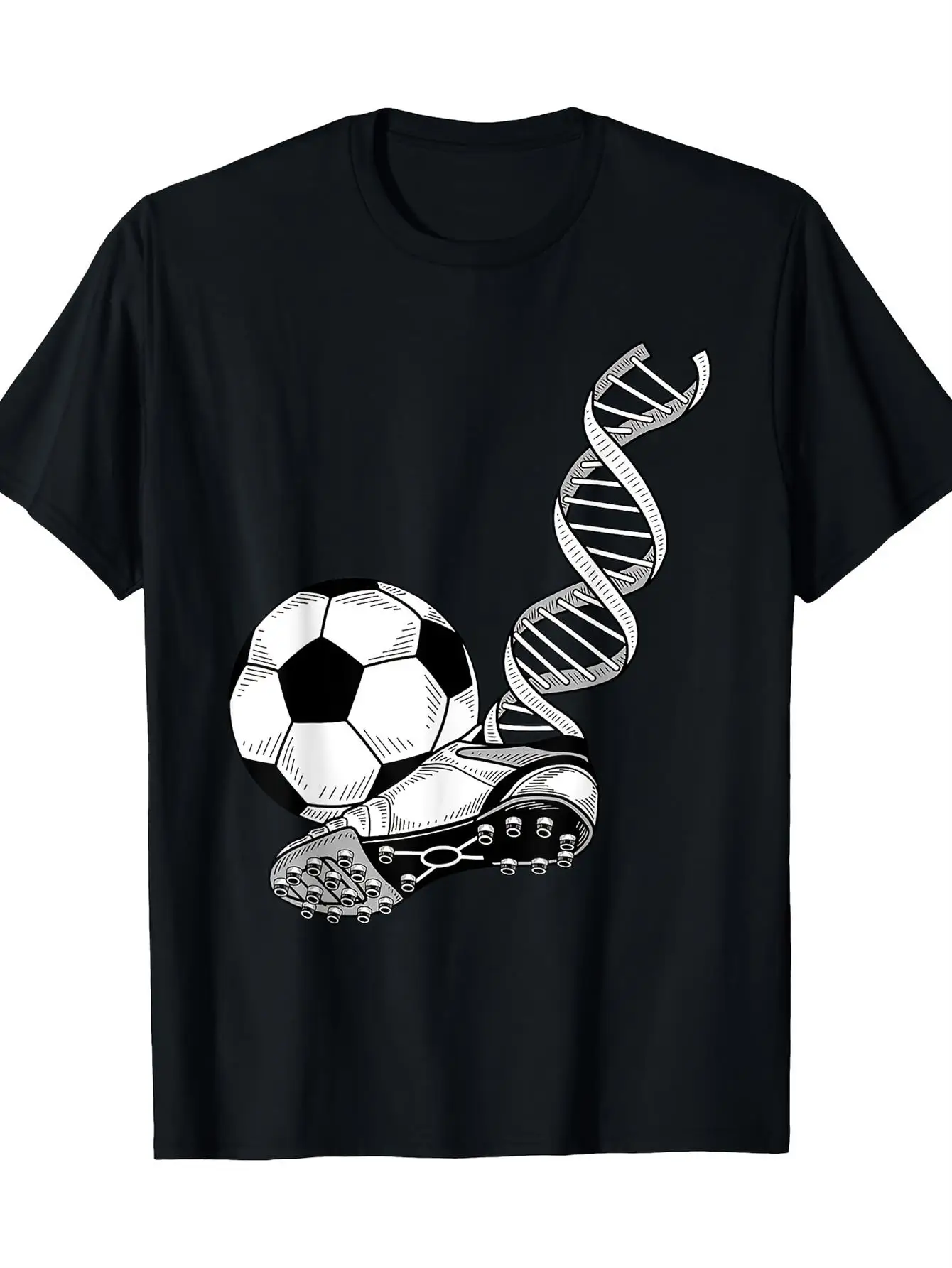 

Soccer DNA Football Genetics Graphic Tee Breathable Short Sleeve T-Shirt for Sports Fans
