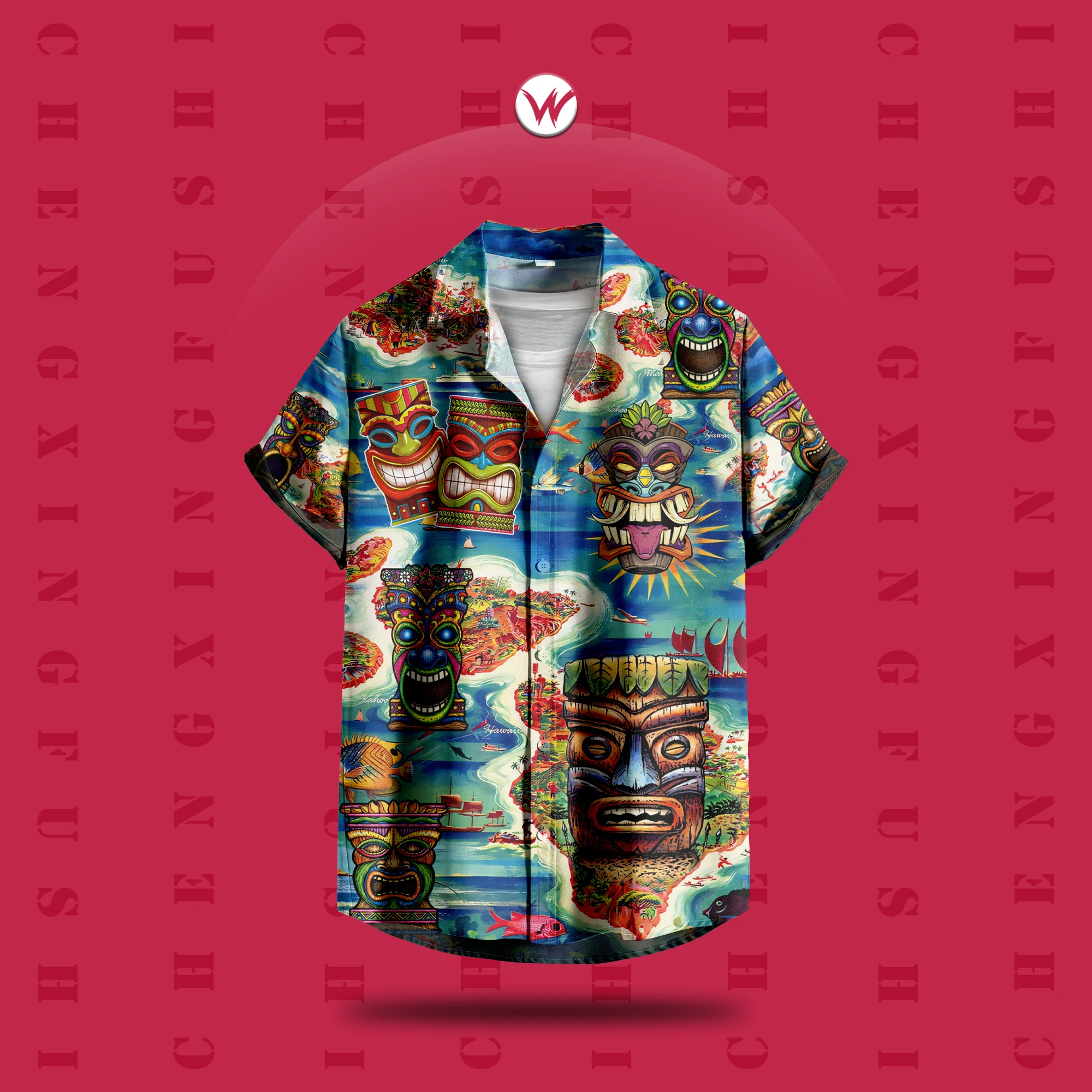 

2025 Men'S Short Sleeve Shirt Tiki Hawaiian Tropical Floral Shirt 3D Printed Vacation Shirt Top Vintage Clothing Lapel Shirt