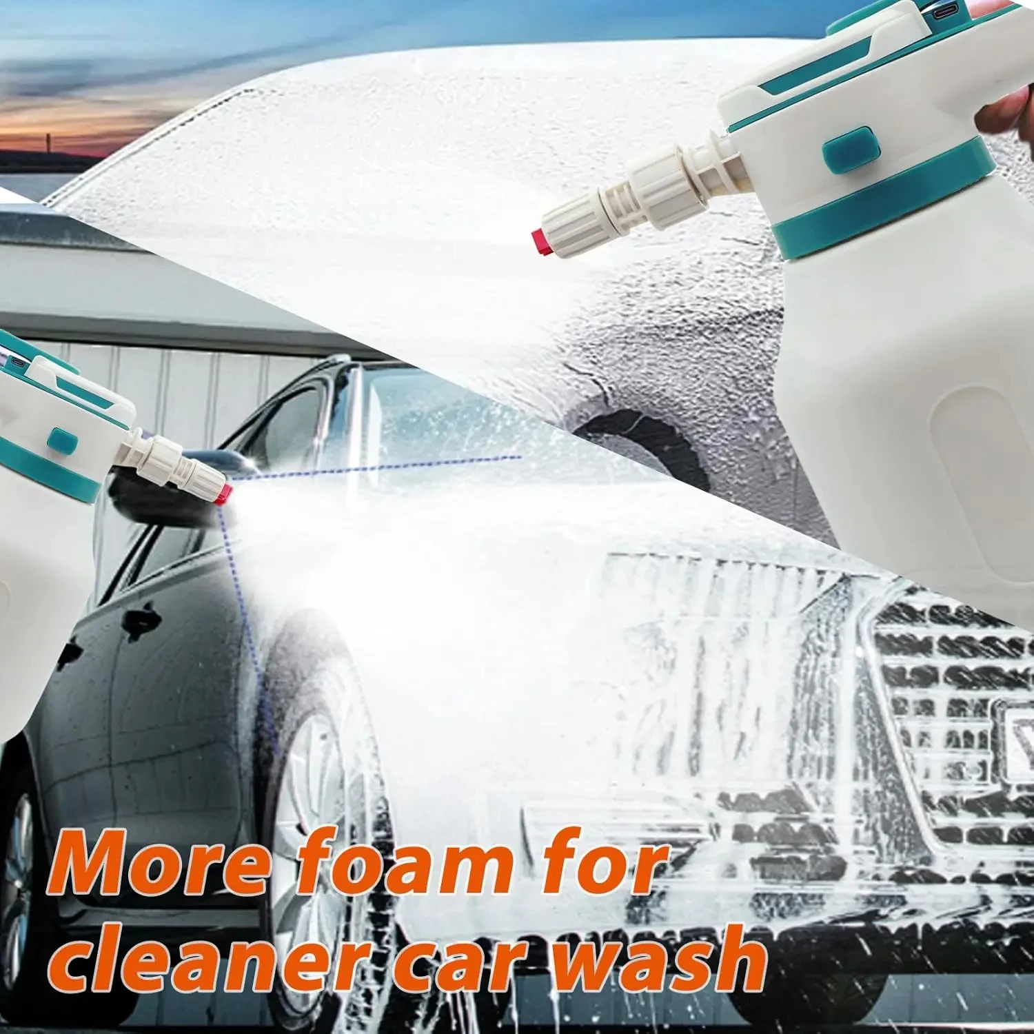 Electric Rechargeable 2L Foam Sprayer with 2 Modes 75Psi Pressurized Cleaning Pump for Car Home Garden