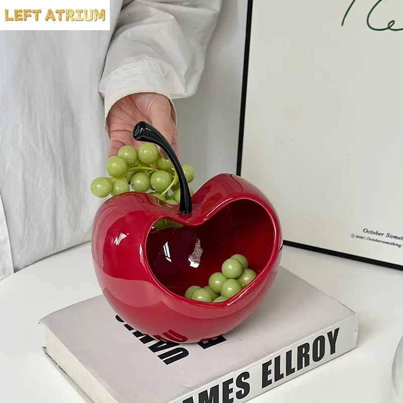 Creative Three-dimensional Apple Ceramic Storage Tray Countertop Ornament Modern Delicate Fruit Apple Shape Fruit Plate Decor