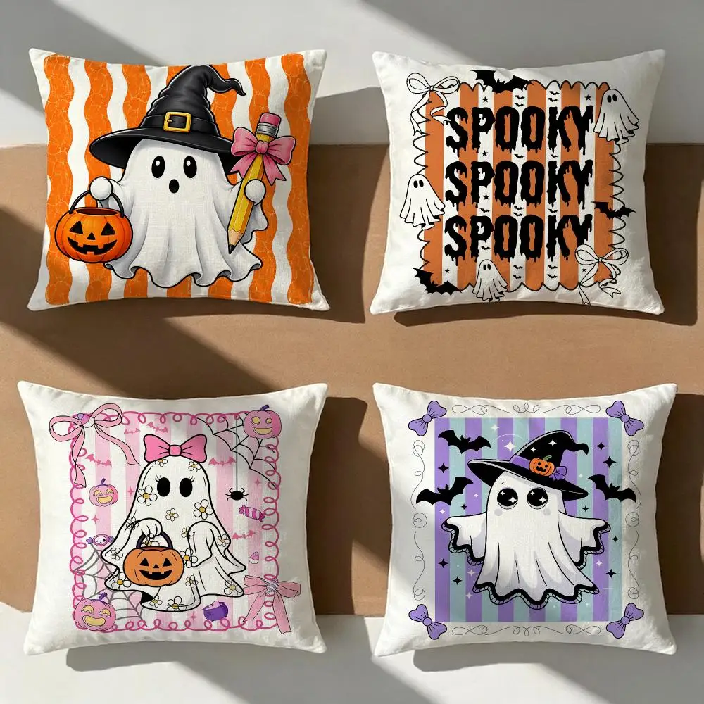 Spooky Ghost Cards Cushion Cover Pillow Cover Nordic Minimalist Throw DoubleSided Print Cushion Case for Sofa Bedroom Decor