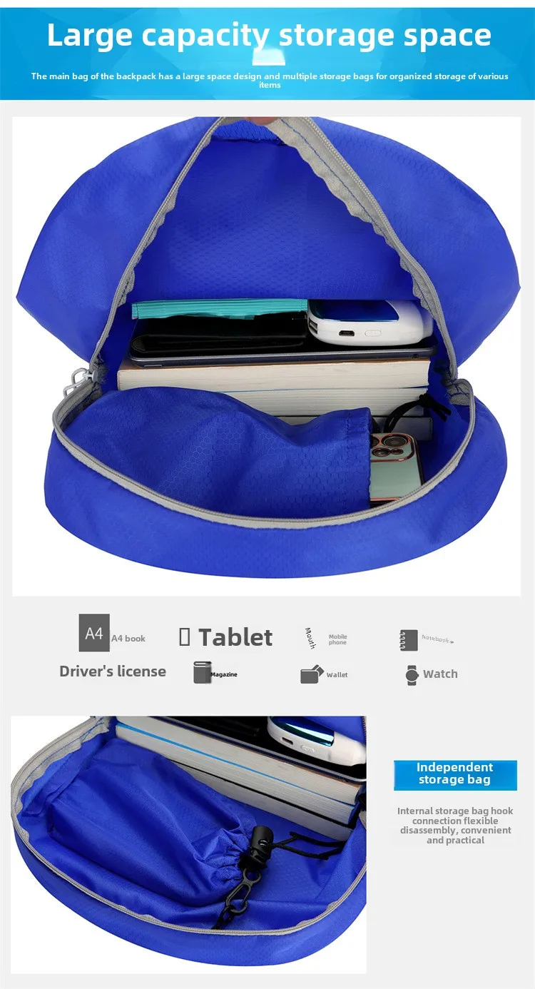 حقيبة جديدة قابلة للطي للاستخدام الخارجي، حقيبة سفر محمولة مضادة للرذاذ، حقيبة ظهر للياقة البدنية، حقيبة ظهر هدية ذات سعة كبيرة #5