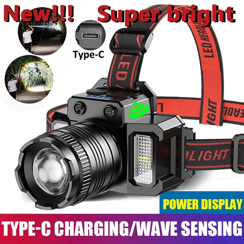 New Simulation Camera Appearance Super Bright LED Sensor Headlamp USB Rechargeable Headlight Led Head Camping Fishing Lantern