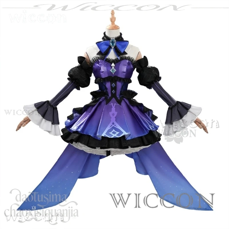 

Аниме игра Genshin Impact косплей Lumine Miliastra Wonderland Candlelit Revelry костюм темно-фиолетовые сексуальные костюмы для девочек